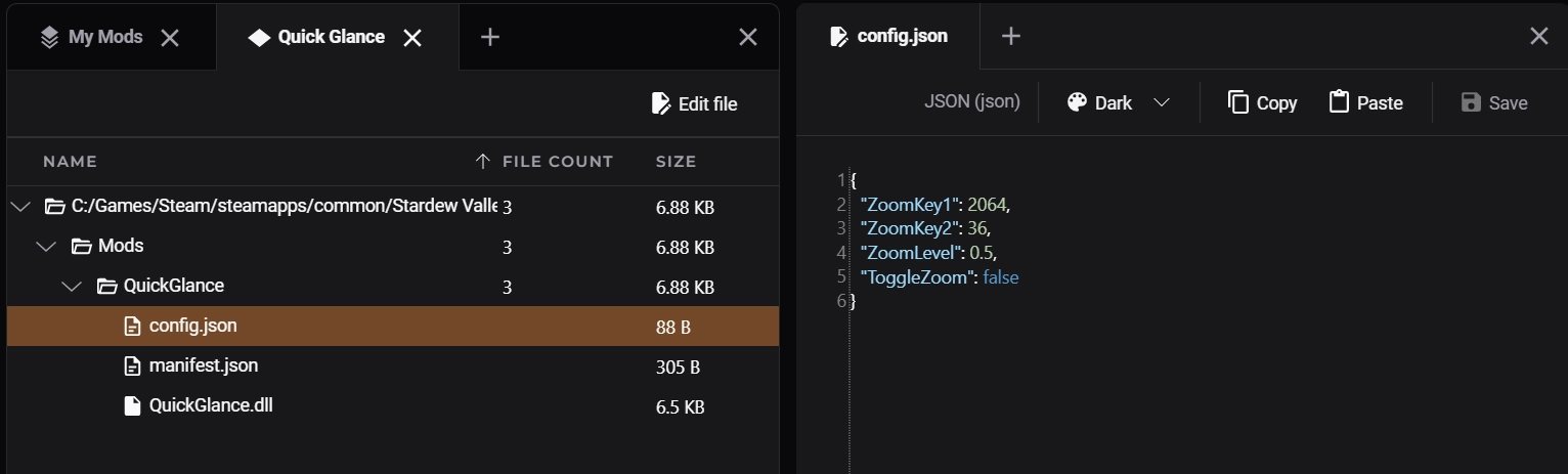 Using the app to edit a config.json